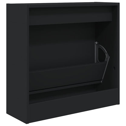 Shoe Cabinet | Black | Engineered Wood | Compact | Shoe Cabinet