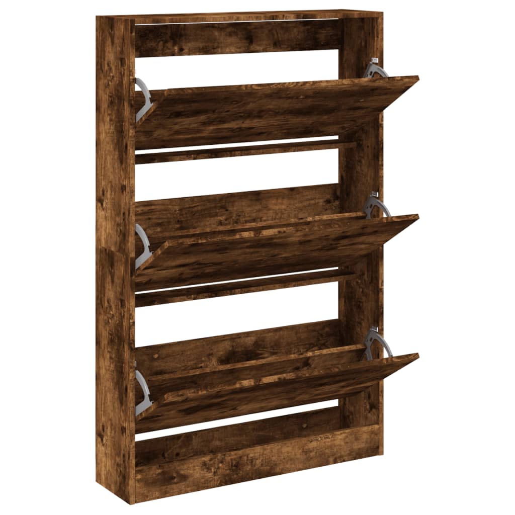Shoe Cabinet Smoked Oak 80x21x125,5 cm Engineered Wood