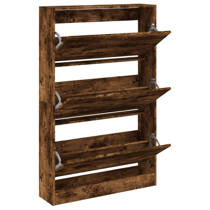 Shoe Cabinet Smoked Oak 80x21x125,5 cm Engineered Wood
