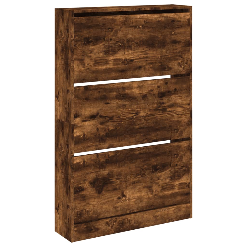 Shoe Cabinet Smoked Oak 80x21x125,5 cm Engineered Wood