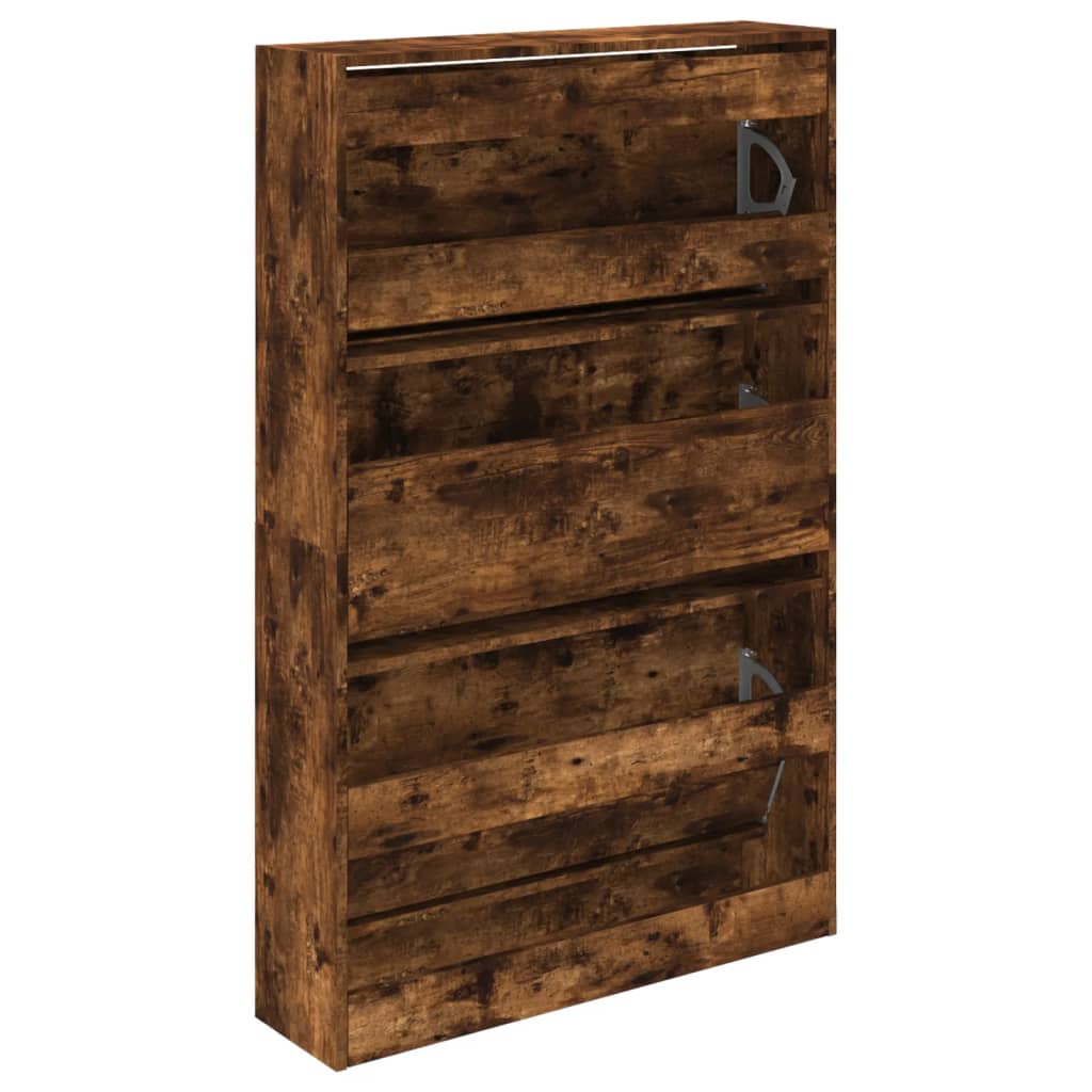 Shoe Cabinet Smoked Oak 80x21x125,5 cm Engineered Wood