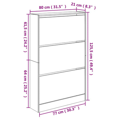 Shoe Cabinet Smoked Oak 80x21x125,5 cm Engineered Wood