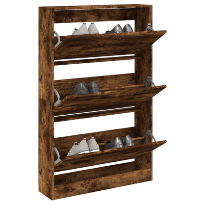 Shoe Cabinet Smoked Oak 80x21x125,5 cm Engineered Wood