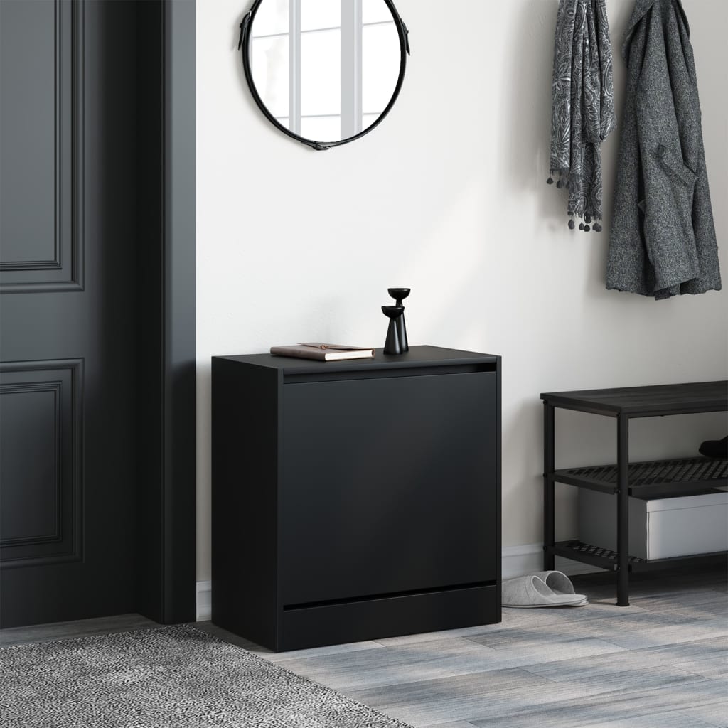 Shoe Cabinet | Black | Engineered wood | Compact | Shoe Cabinet