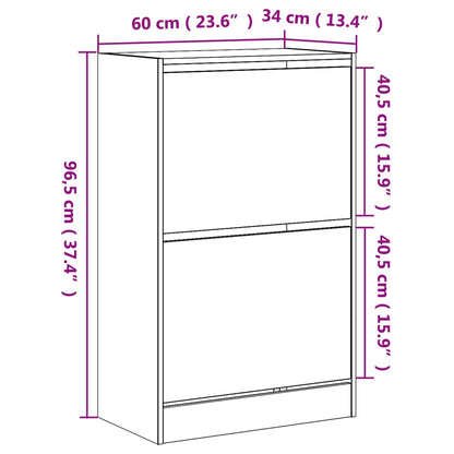 Shoe Cabinet Sonoma Oak 60x34x96,5 cm Engineered Wood