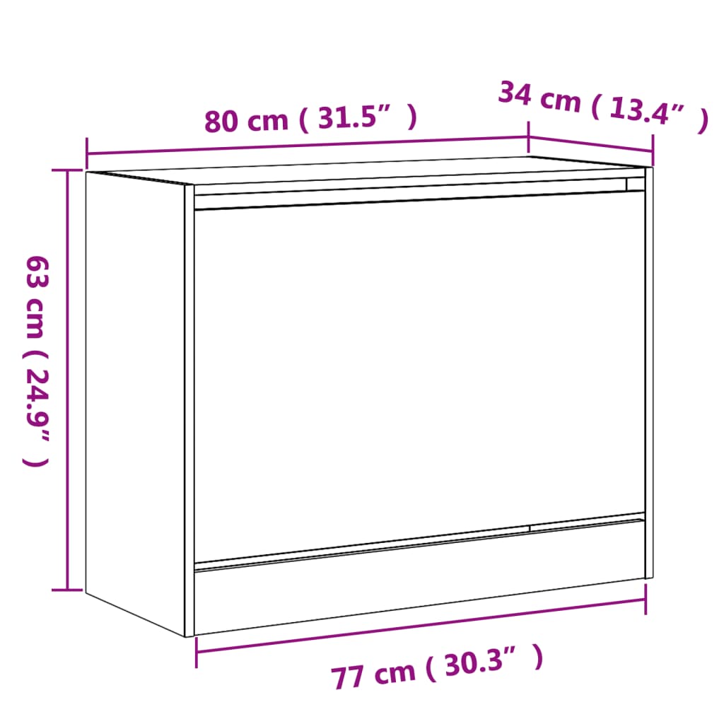 Shoe Cabinet Concrete Grey 80x34x63 cm Engineered Wood