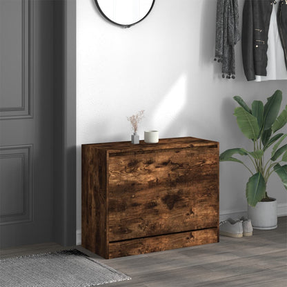 Shoe Cabinet Smoked Oak 80x34x63 cm Engineered Wood