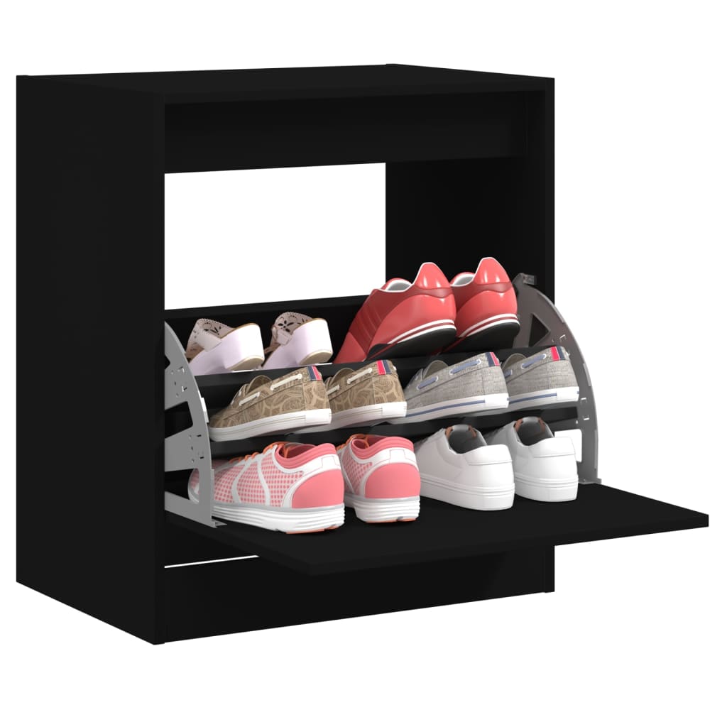 Shoe Cabinet | Black | Engineered wood | Compact | Shoe Cabinet