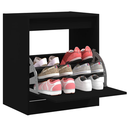 Shoe Cabinet | Black | Engineered wood | Compact | Shoe Cabinet