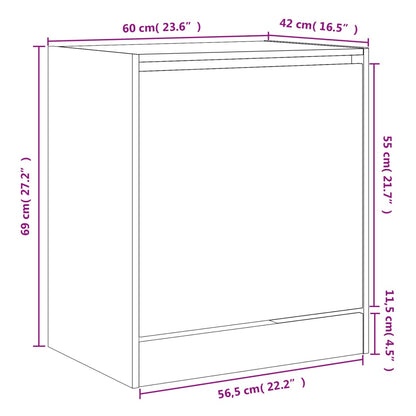 Shoe Cabinet Concrete Grey 60x42x69 cm Engineered Wood