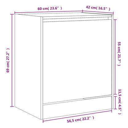 Shoe Cabinet Smoked Oak 60x42x69 cm Engineered Wood