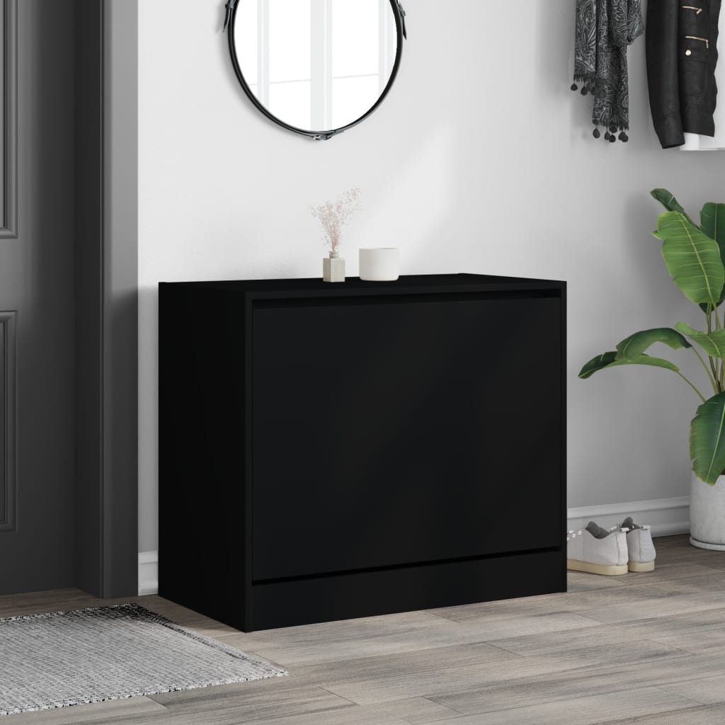 Shoe Cabinet | Black | Engineered wood | Compact | Shoe Cabinet