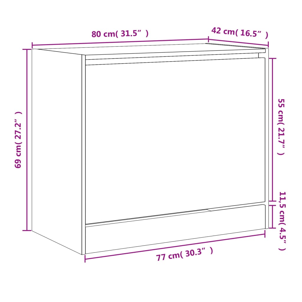 Shoe Cabinet | Black | Engineered wood | Compact | Shoe Cabinet