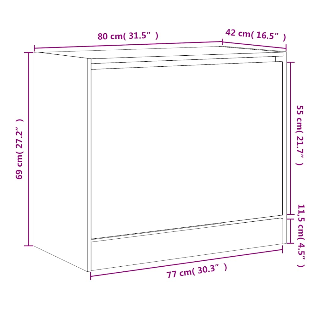 Shoe Cabinet Black 80x42x69 cm Engineered Wood