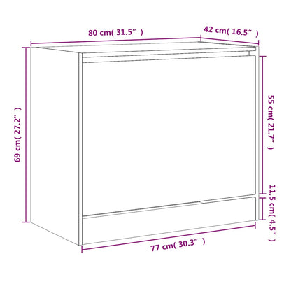 Shoe Cabinet Black 80x42x69 cm Engineered Wood