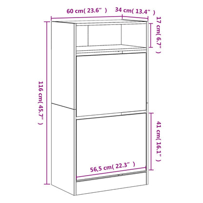 Shoe Cabinet Black 60x34x116 cm Engineered Wood
