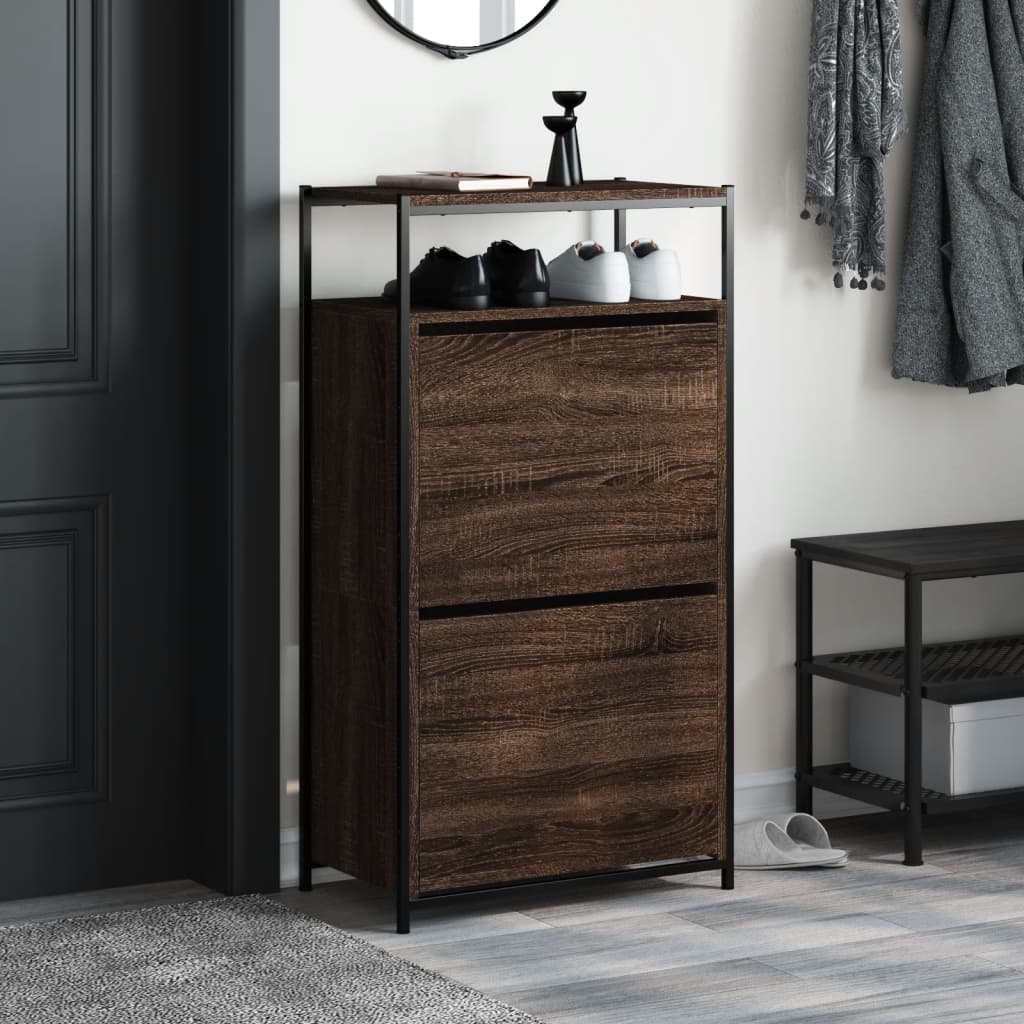 Shoe Cabinet Brown Oak Stores multiple pairs of shoes