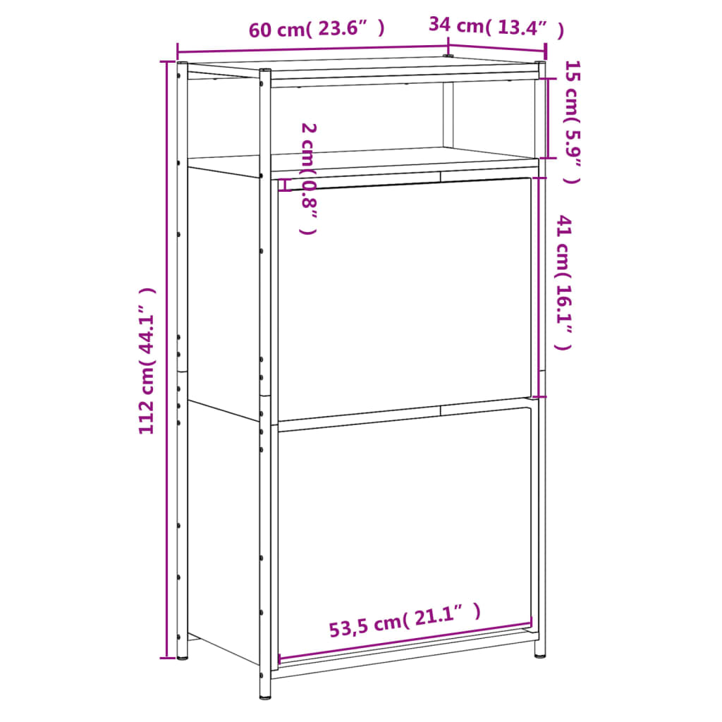 Shoe Cabinet Brown Oak Stores multiple pairs of shoes