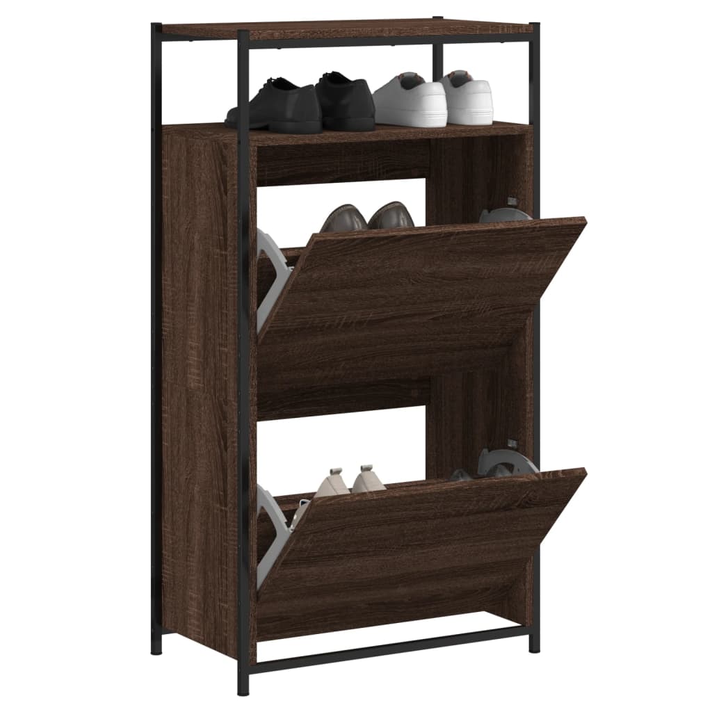 Shoe Cabinet Brown Oak Stores multiple pairs of shoes