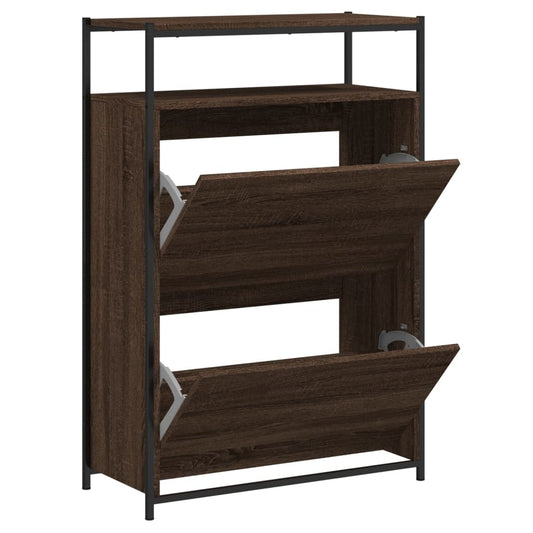 Shoe Cabinet Brown Oak 75x34x112 cm Engineered Wood