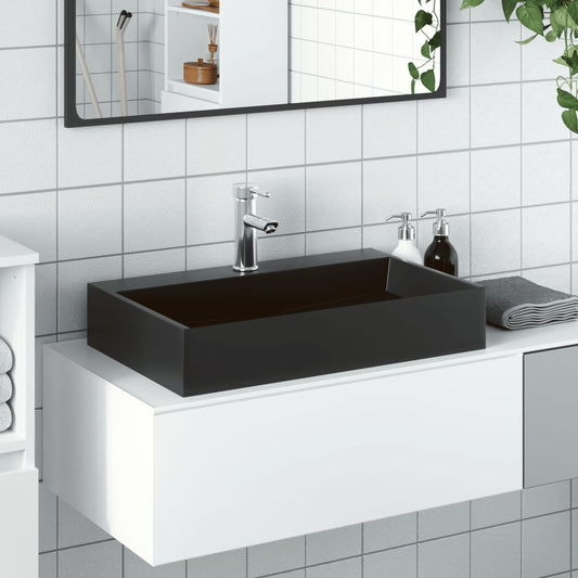 Wash Basin 60x38x11 cm Mineral Cast/Marble Cast Matt Black