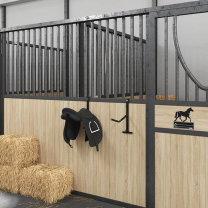 Saddle Rack with Bridle Hook Single Arm Portable Black Iron