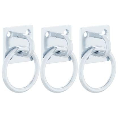 Hitching Rings with Plates 3 pcs Silver Steel