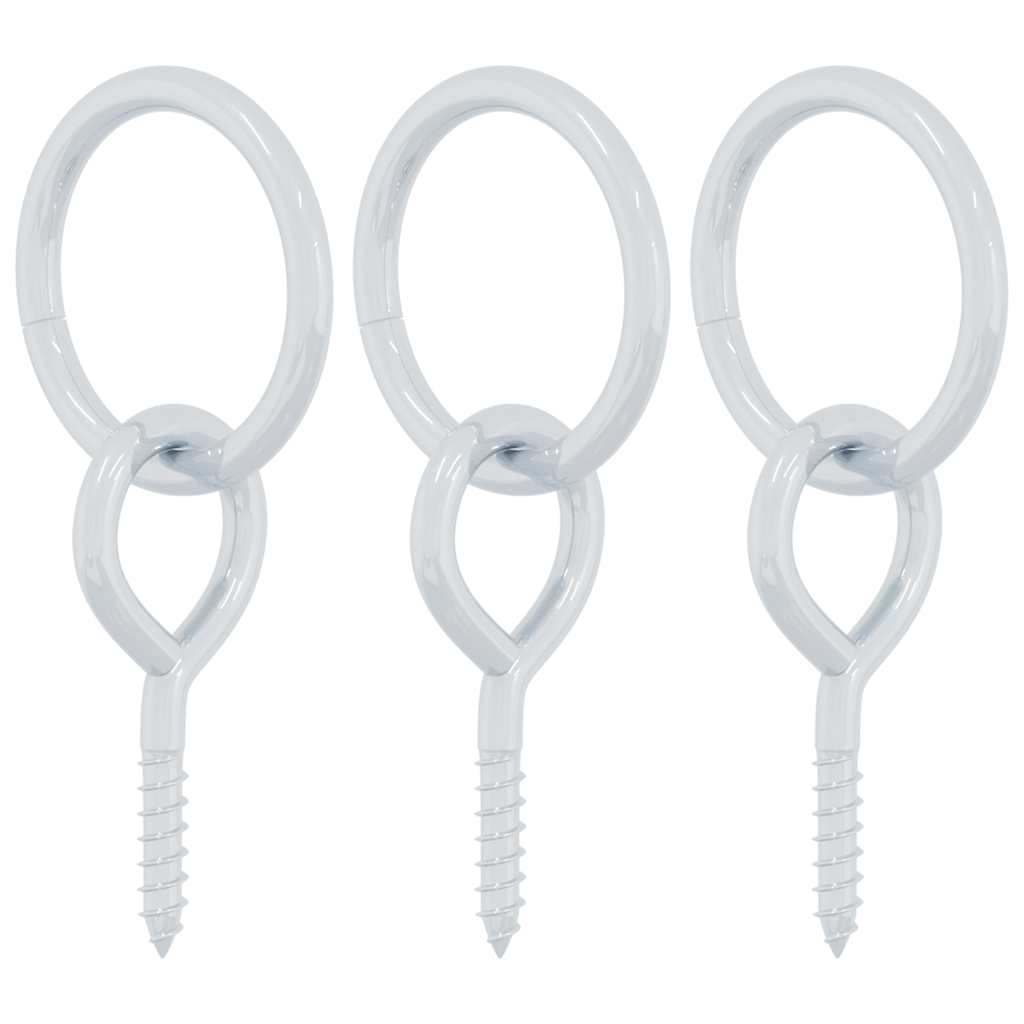 Horse Tie Rings with Eye Screws 3 pcs Silver Steel