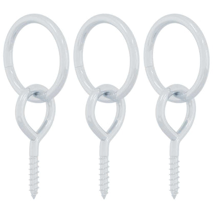Horse Tie Rings with Eye Screws 3 pcs Silver Steel