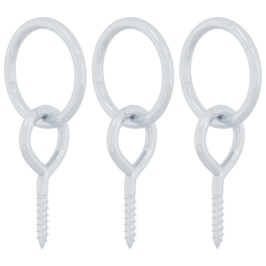 Horse Tie Rings with Eye Screws 3 pcs Silver Steel