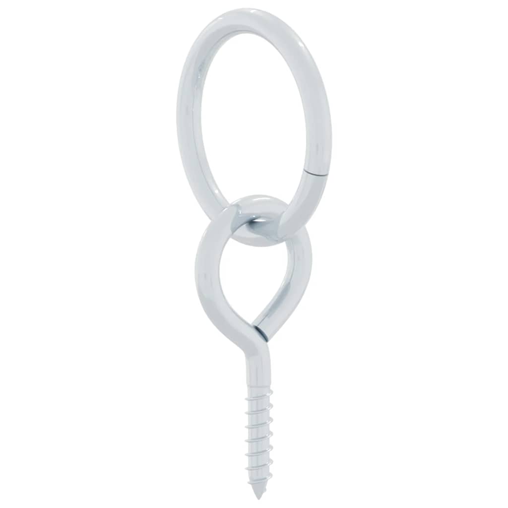 Horse Tie Rings with Eye Screws 3 pcs Silver Steel