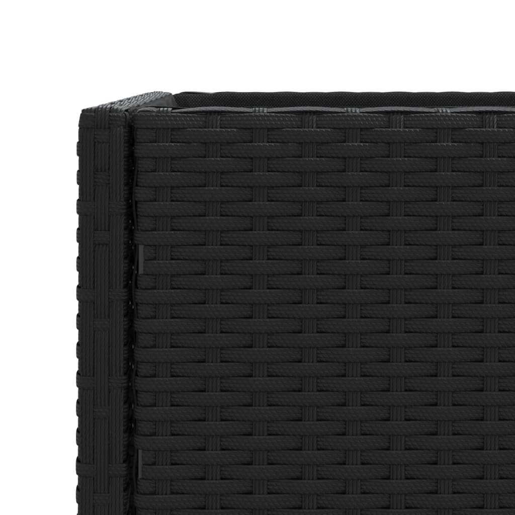 Garden Planter with Shelf Black Poly Rattan