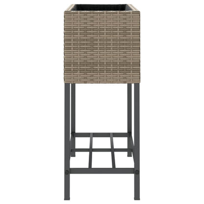 Garden Planter with Shelf Grey Poly Rattan