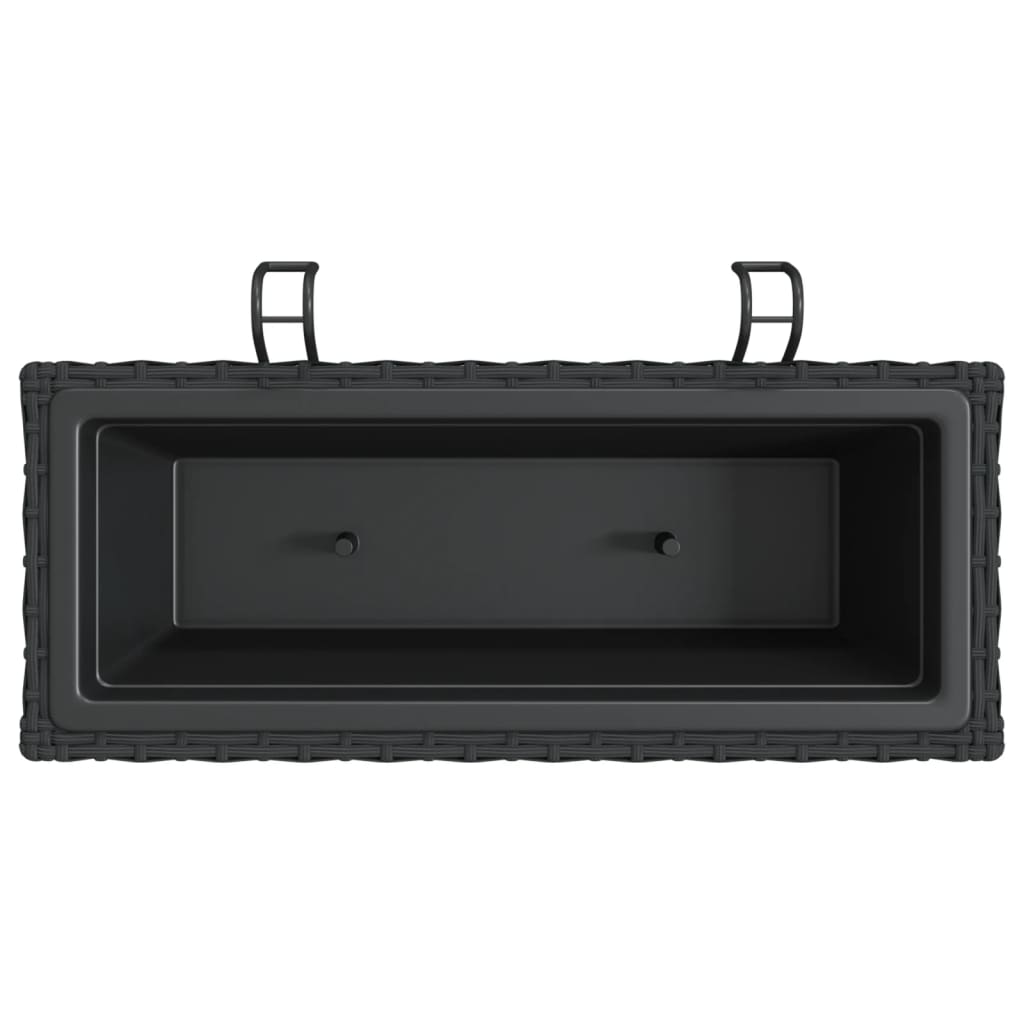 Planters with hooks 2 pcs Black Poly Rattan