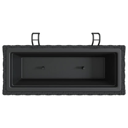 Planters with hooks 2 pcs Black Poly Rattan