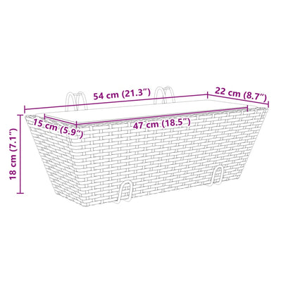 Planters with hooks 2 pcs Black Poly Rattan