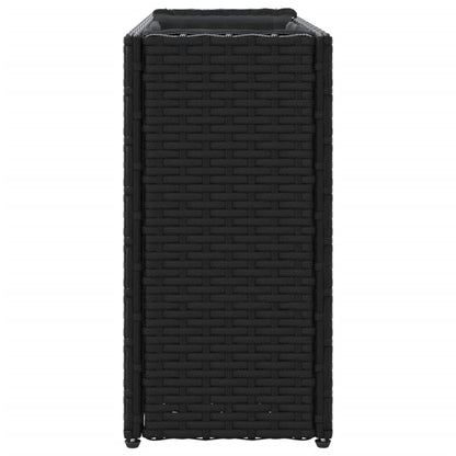 Garden Planter with 2 Pots Black 90x20x40 cm Poly Rattan