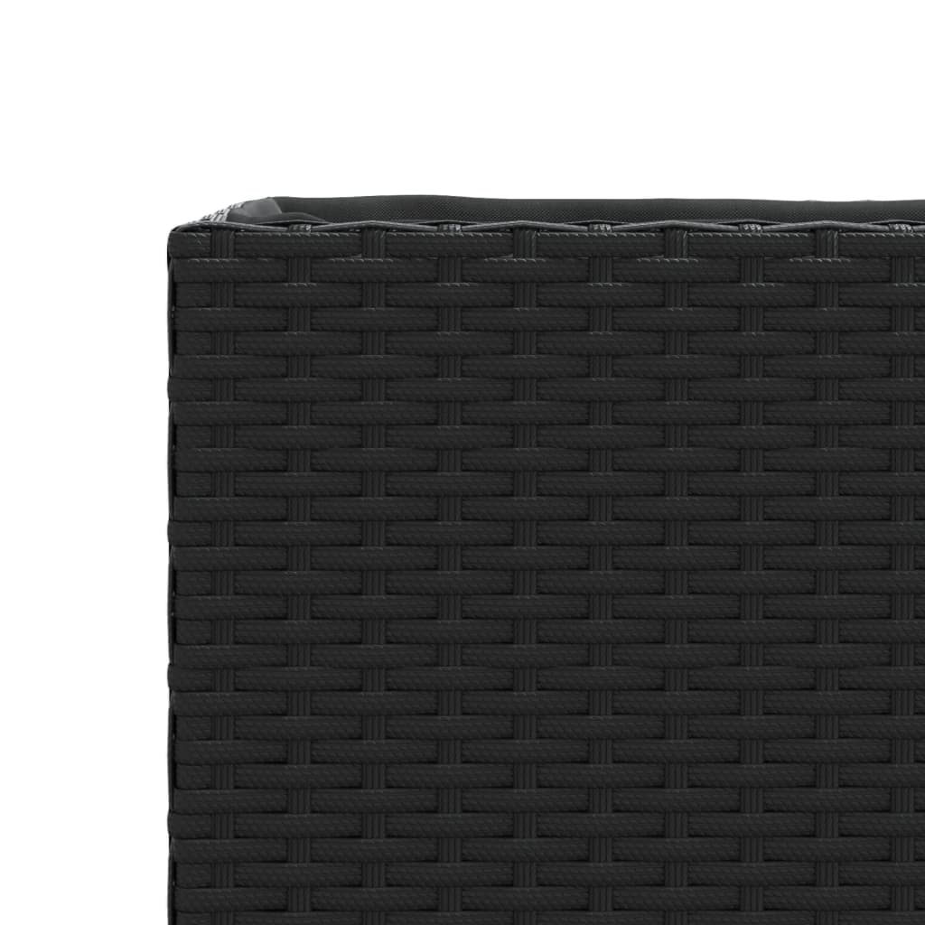 Garden Planter with 2 Pots Black 90x20x40 cm Poly Rattan