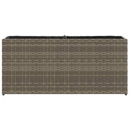 Garden Planter with 2 Pots Grey 90x20x40 cm Poly Rattan