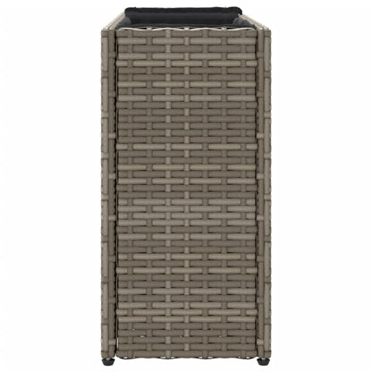 Garden Planter with 2 Pots Grey 90x20x40 cm Poly Rattan