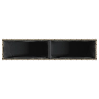 Garden Planter with 2 Pots Grey 90x20x40 cm Poly Rattan