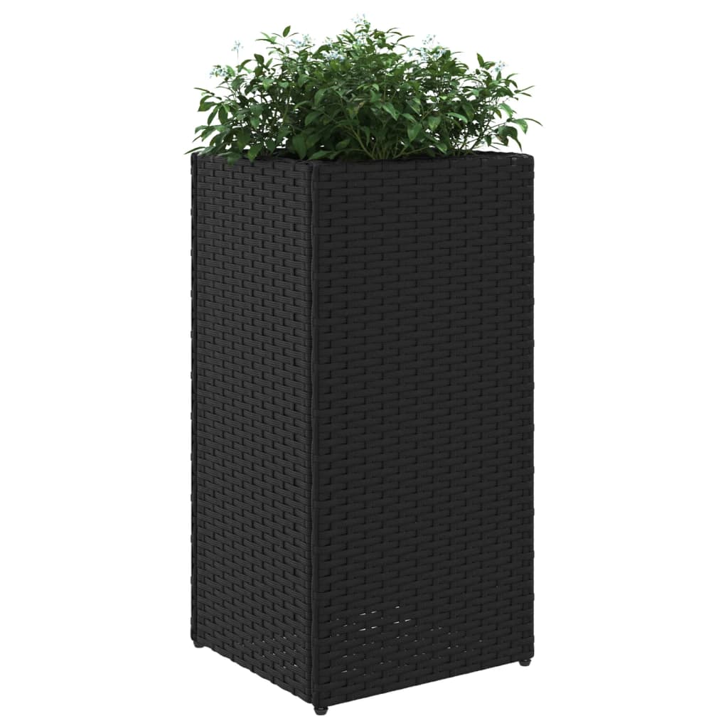 Garden Planter Black 30x30x60 cm Poly Rattan
