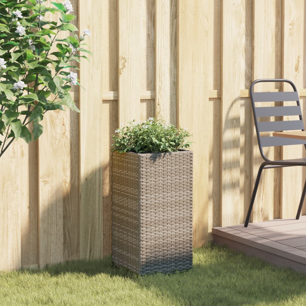 Garden Planter Grey 30x30x60 cm Poly Rattan