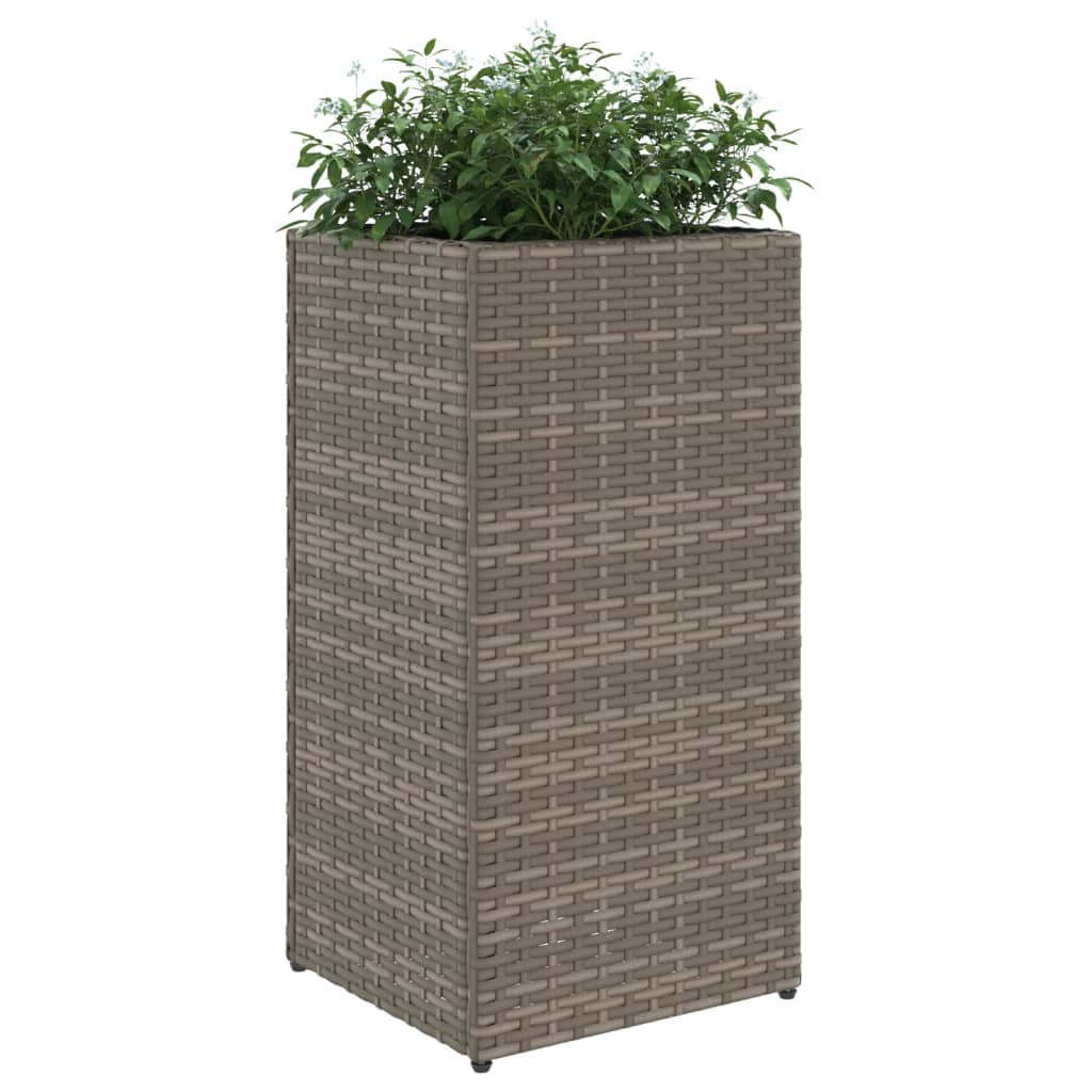 Garden Planter Grey 30x30x60 cm Poly Rattan