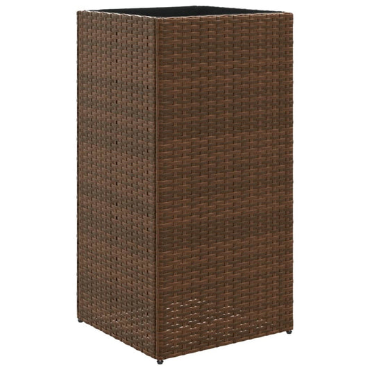 Garden Planter Brown 40x40x80 cm Poly Rattan