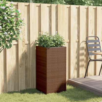 Garden Planter Brown 40x40x80 cm Poly Rattan
