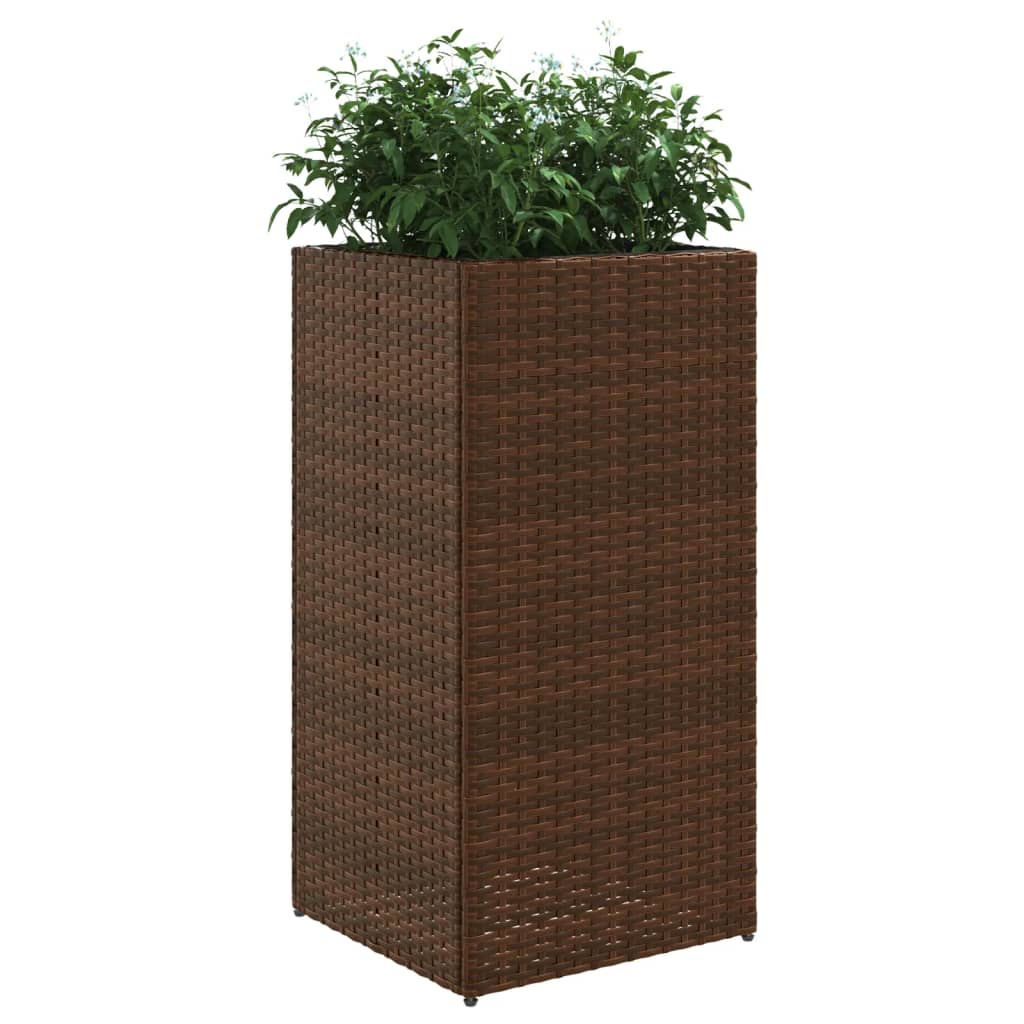 Garden Planter Brown 40x40x80 cm Poly Rattan