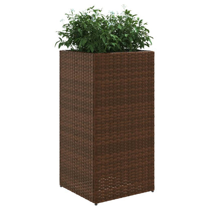 Garden Planter Brown 40x40x80 cm Poly Rattan