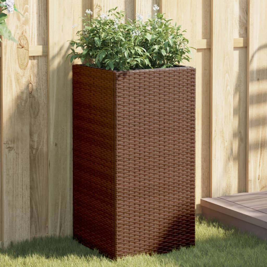 Garden Planter Brown 40x40x80 cm Poly Rattan
