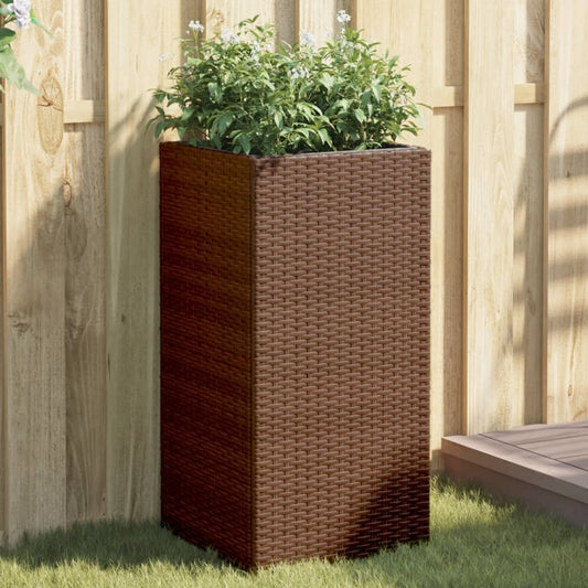 Garden Planter Brown 40x40x80 cm Poly Rattan